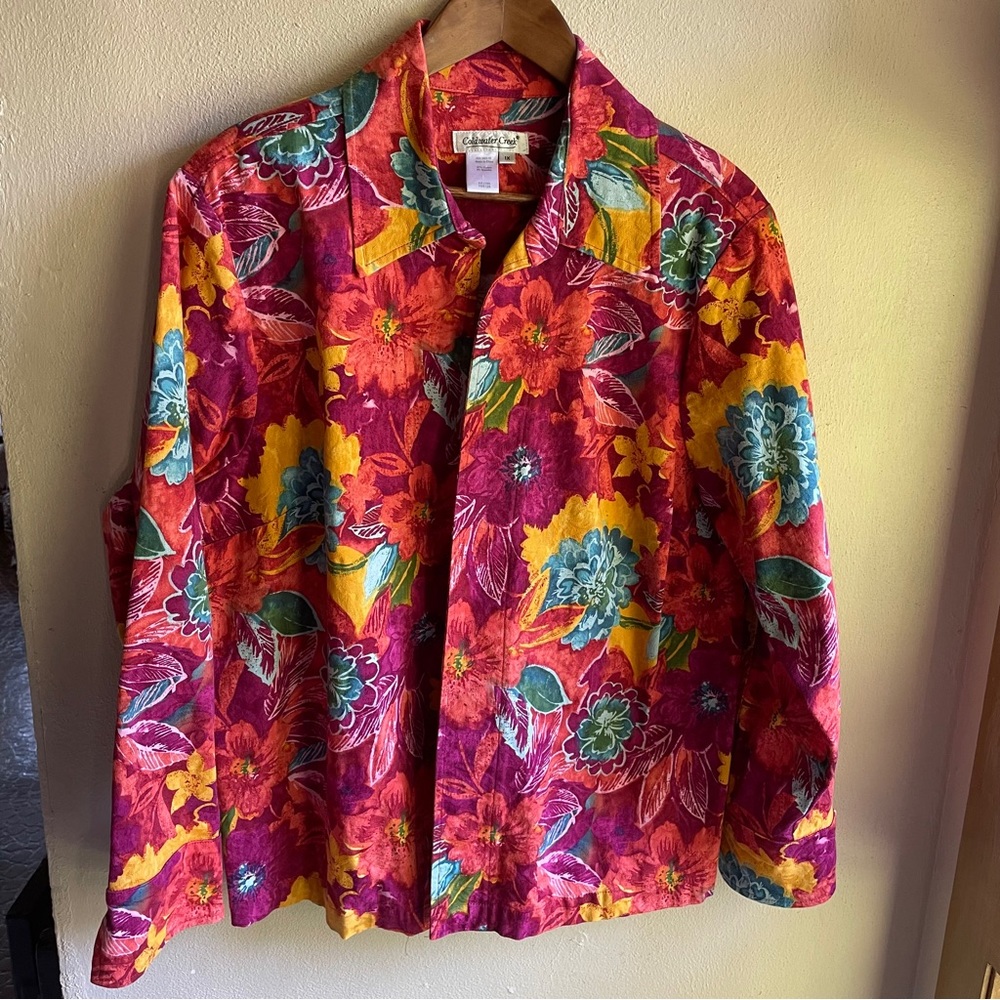 Coldwater Creek Tropical Floral Print Heavyweight Canvas Jacket. Size 1X - Picture 5 of 13
